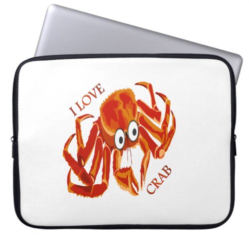 Ocean sea tropical orange king crab on white laptop sleeve