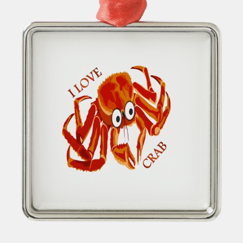 Ocean sea tropical orange king crab on white metal ornament