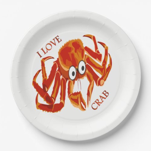 Ocean sea tropical orange king crab on white paper plates