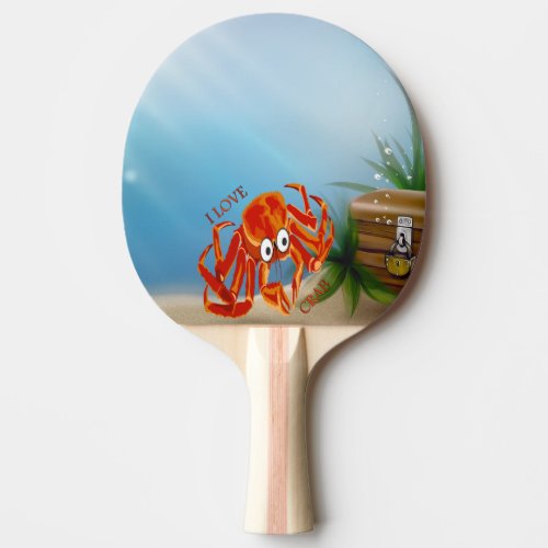Ocean sea tropical orange king crab on white ping pong paddle