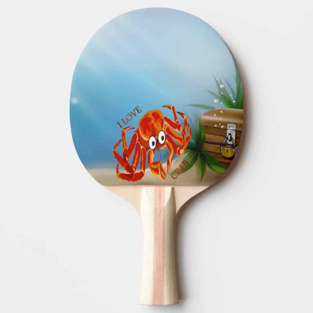 Ocean sea tropical orange king crab on white ping pong paddle (Front)
