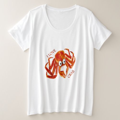 Ocean sea tropical orange king crab on white plus size T_Shirt