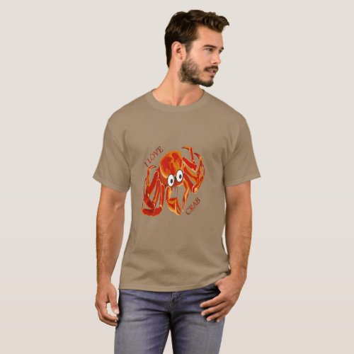 Ocean sea tropical orange king crab on white T_Shirt