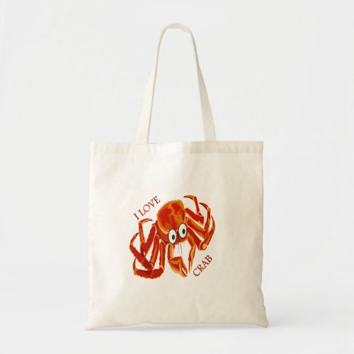 Ocean sea tropical orange king crab on white tote bag