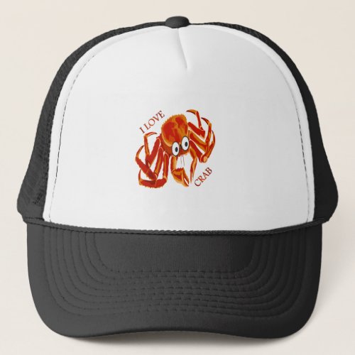 Ocean sea tropical orange king crab on white trucker hat