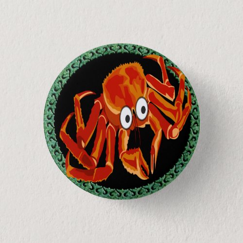 Ocean sea tropical orange king crab pinback button