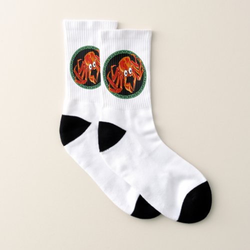 Ocean sea tropical orange king crab socks