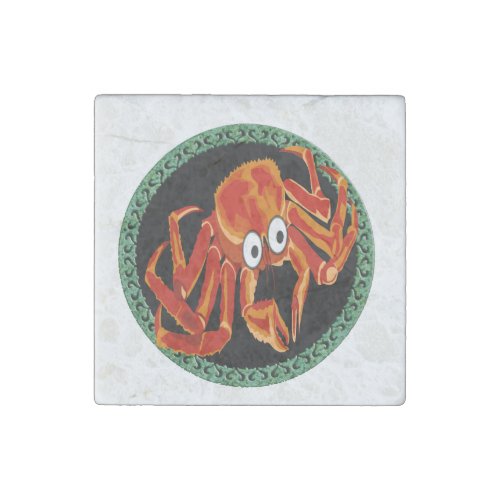 Ocean sea tropical orange king crab stone magnet