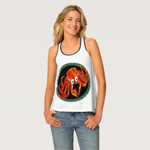 Ocean sea tropical orange king crab tank top