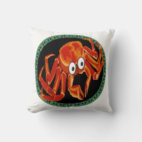 Ocean sea tropical orange king crab throw pillow