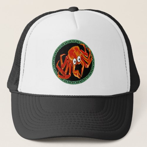 Ocean sea tropical orange king crab trucker hat