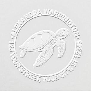 Ocean Sea Turtle #4 Name Return Address Embosser