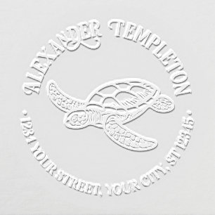 Ocean Sea Turtle #7 Name Return Address Embosser