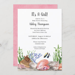 Ocean Sea Turtle Girls Baby Shower Invitation