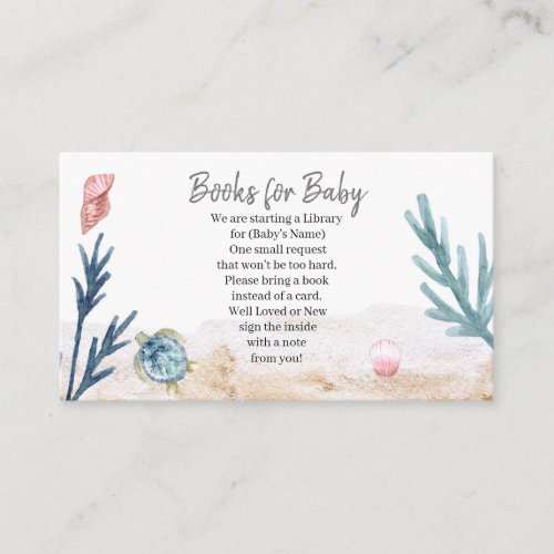 Ocean Sea Turtle Girls Bring a Book Enclosure Card