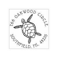 Ocean Sea Turtle Illustration Custom Address