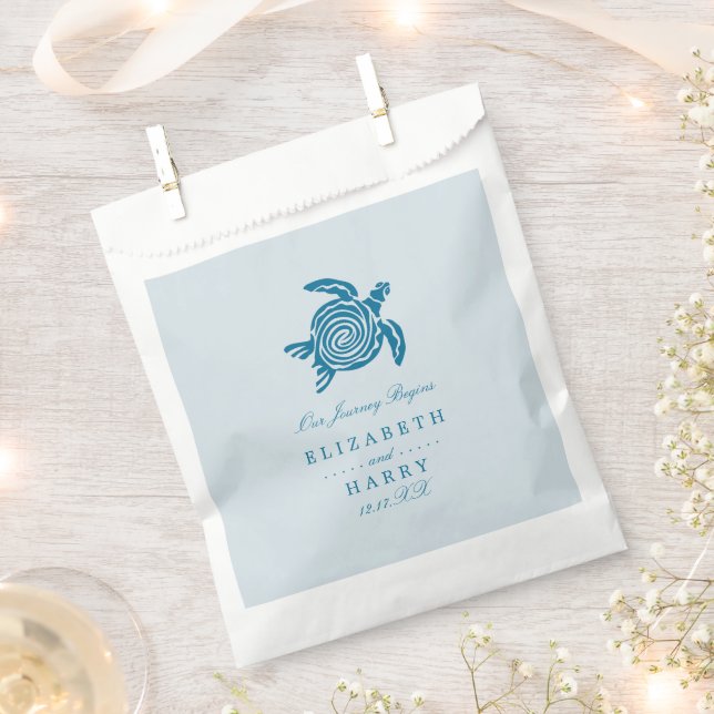 Ocean Sea Turtle, Sea Blue Beach Wedding Favor Bag (Clipped)
