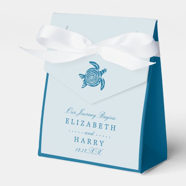 Ocean Sea Turtle, Sea Blue Beach Wedding Favor Boxes (Front Side)