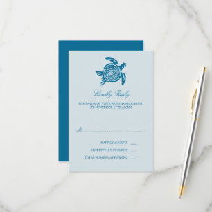 Ocean Sea Turtle, Sea Blue Beach Wedding RSVP Card