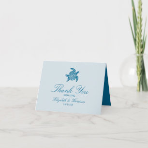 Ocean Sea Turtle, Sea Blue Beach Wedding Thank You Card