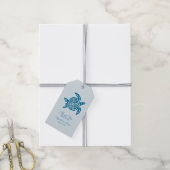 Ocean Sea Turtle  Sea Blue Beach Wedding Thank You Gift Tags by StampedyStamp at Zazzle