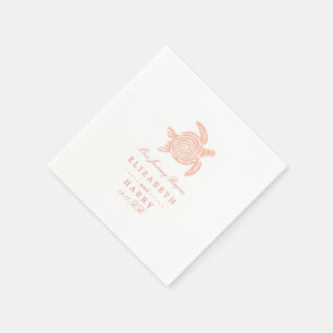 Ocean Sea Turtle, Soft Coral Beach Wedding Napkins
