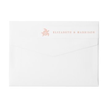 Ocean Sea Turtle  Soft Coral Beach Wedding Wrap Around Label by StampedyStamp at Zazzle
