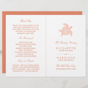 Ocean Sea Turtle, Soft Coral Wedding Programme