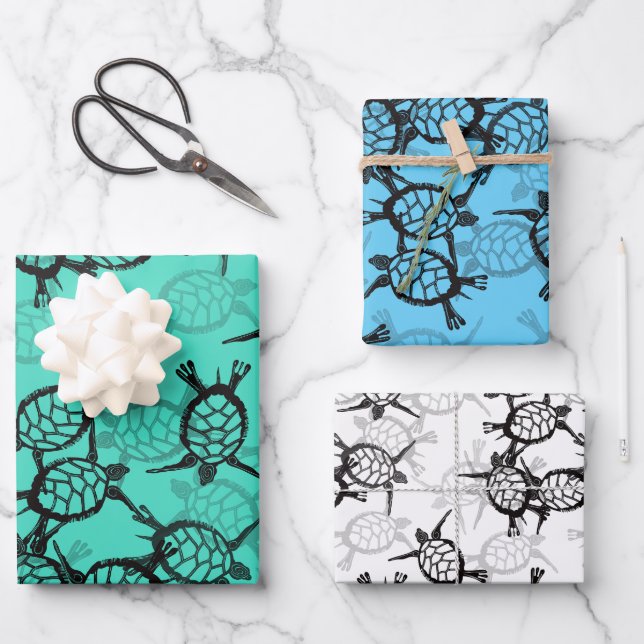Ocean Sea Turtle  Wrapping Paper Sheets (Front)