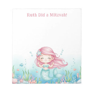 Ocean Sea Underwater Mermaid Personalized Mitzvah Notepad