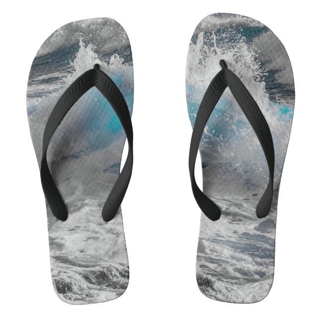 Ocean Sea Wave Foam Flip Flops (Footbed)