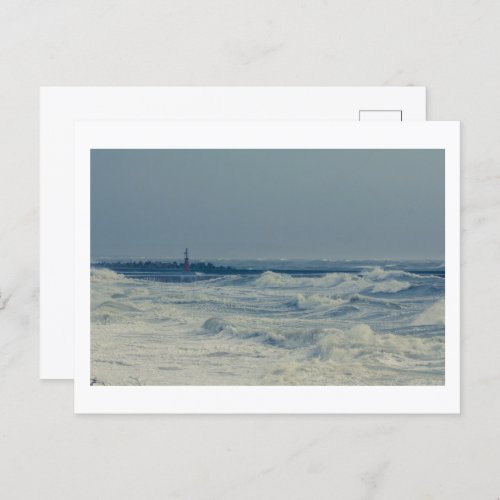 Ocean Sea Waves Stormy Weather Pier Postcard