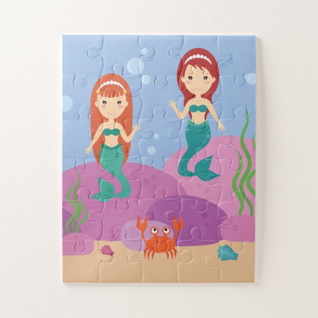 Ocean seabed cute mermaids underwater puzzle (Vertical)