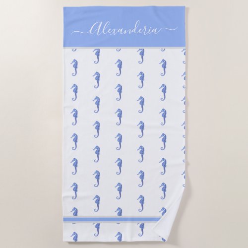 Ocean Seahorse Tropical Blue Beach Towel