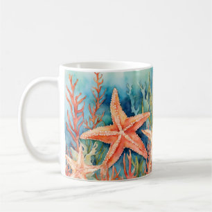 Ocean Sealife Starfish Seashells  Coffee Mug