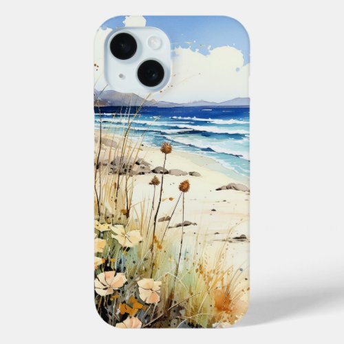 Ocean Seascape watercolor iPhone 15 Case