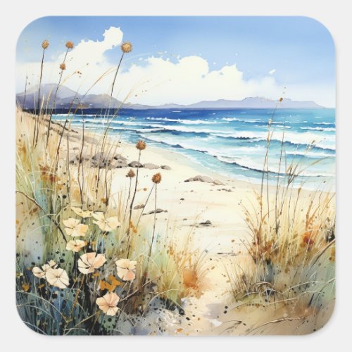 Ocean Seascape watercolor Square Sticker