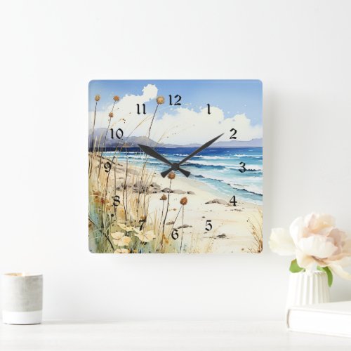 Ocean Seascape watercolor Square Wall Clock