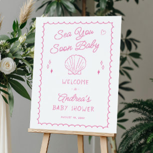 Ocean Seashell Hand Drawn Baby Shower Welcome Sign