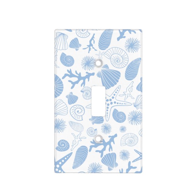 Ocean Seashell Light Blue Nautical Seashore Beach Switch Cover (Front)