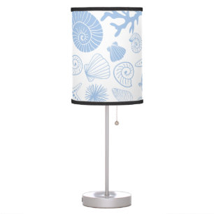 Ocean Seashell Light Blue Nautical Seashore Beach Table Lamp
