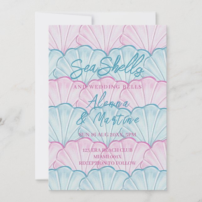 Ocean Seashells and Wedding Bells invitation (Front)