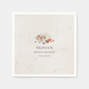 Ocean Seashells Beach Boho Coastal Bridal Shower Napkins