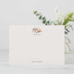 Ocean Seashells Beach Boho Coastal Bridal Shower Thank You Card