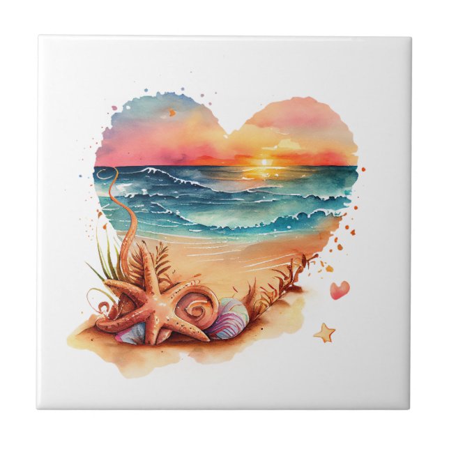 Ocean Seashells Beach Kitchen Bathroom Ceramic Tile (Front)