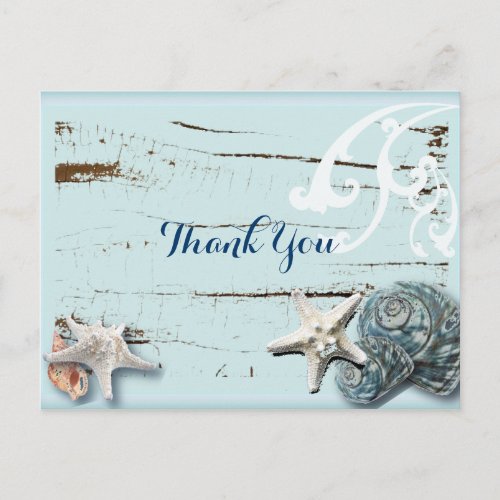 ocean SeaShells Beach Wedding thank you Postcard