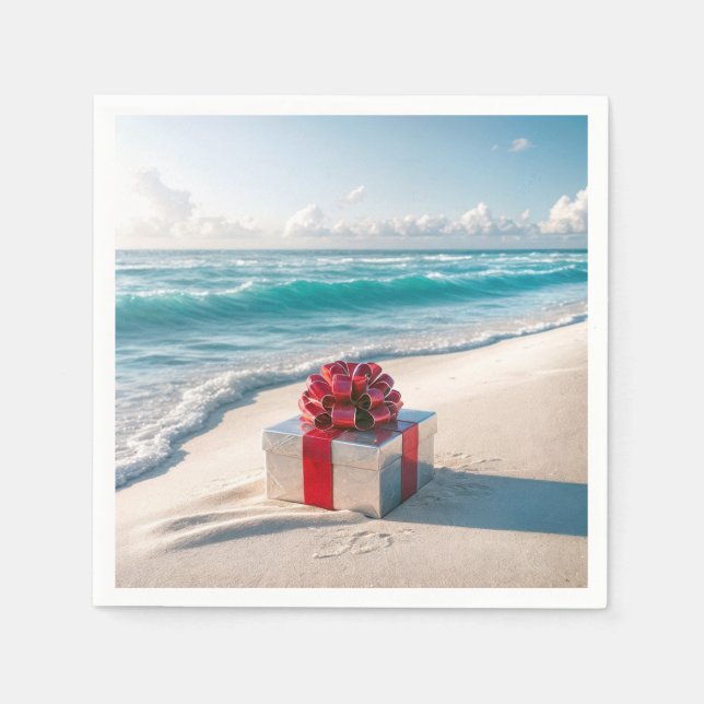 Ocean Seashore Christmas Gift Napkins (Front)