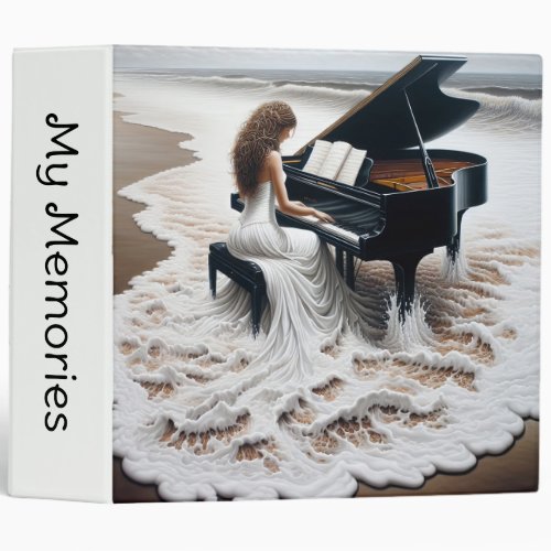 Ocean Seashore Pianist 3 Ring Binder