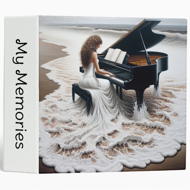 Ocean Seashore Pianist 3 Ring Binder (Front/Spine)