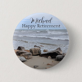 Ocean Seaside Beach Photo Special Message and Name Button
